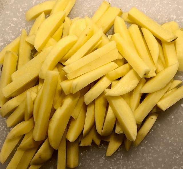 Cut up potatoes