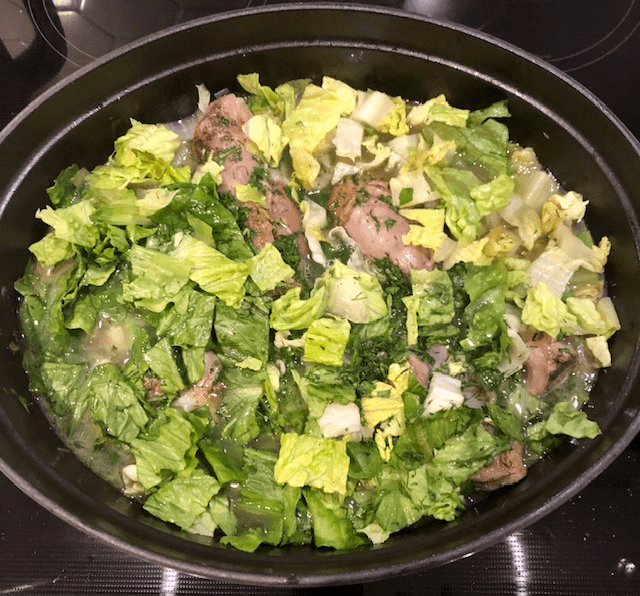 lamb fricassee with greens