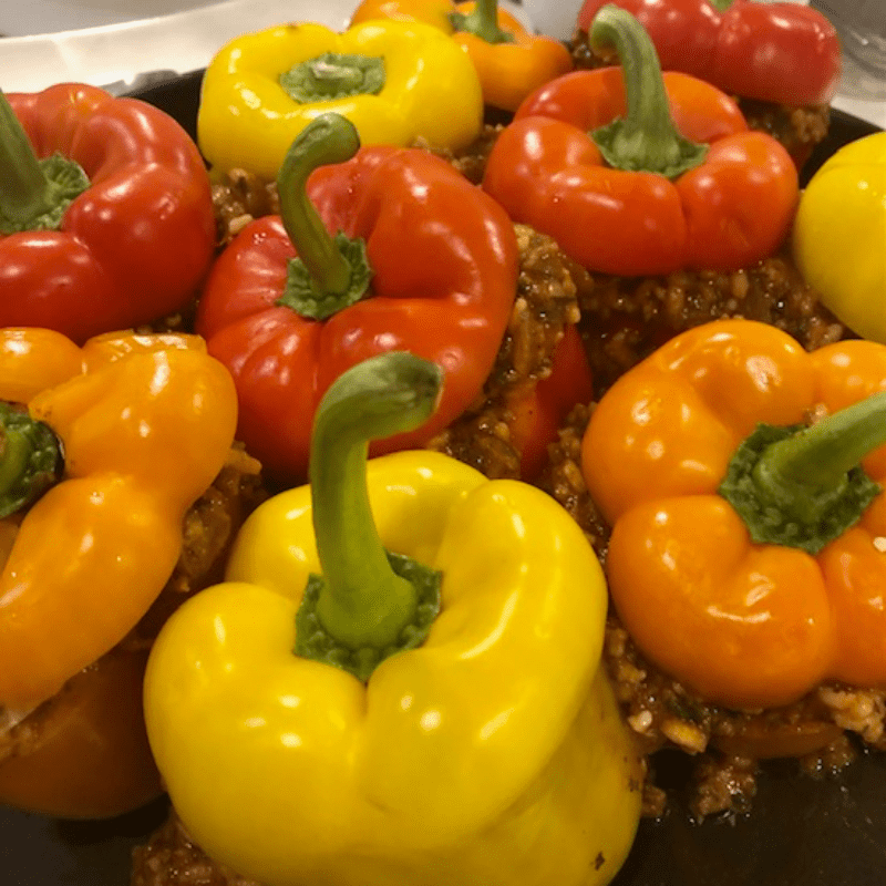 Stuffed Peppers Yemista Before Going in the Oven
