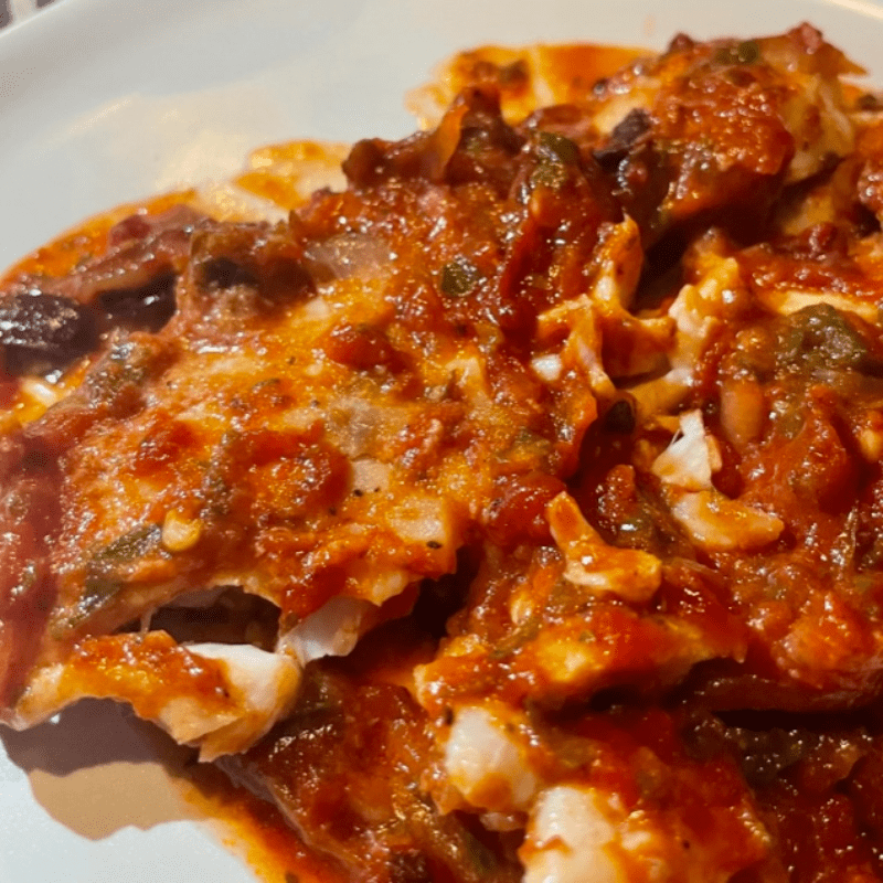 Roasted Greek Fish with Tomato Sauce
